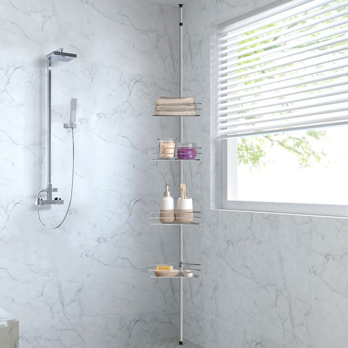 Ezyset Adjustable Telescopic 4 Tier Corner Shower Caddy Rack