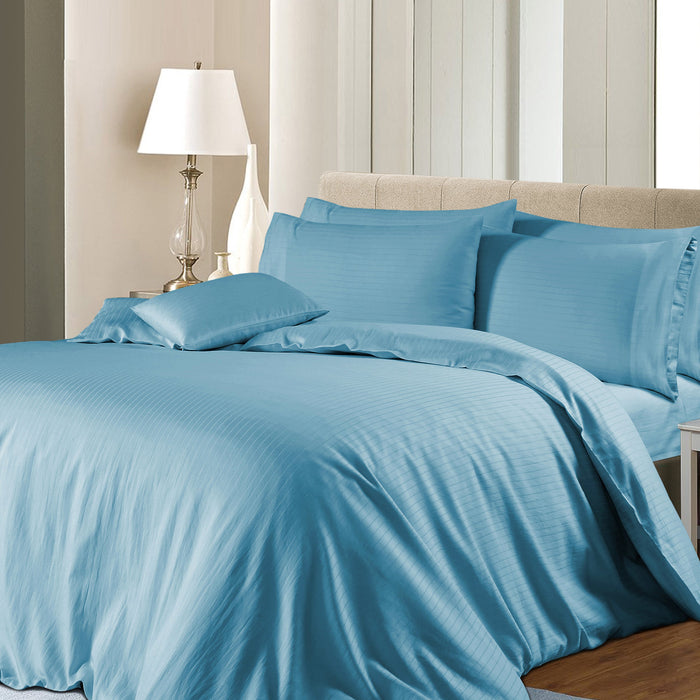 1000TC 6pc Pin Stripe Cotton Rich Sheet and Quilt Cover Set | 2 Sizes - 6 Colours