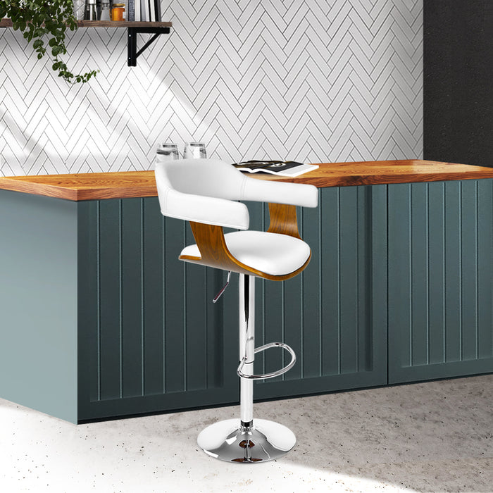 Lianna Industrial Retro High Back 88-109cm Gaslift Barstool in White and Chrome