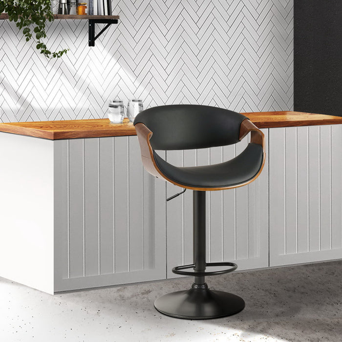 Premium Retro Curved Swivel 60cm-83cm Kitchen Gas Lift Barstool - Black