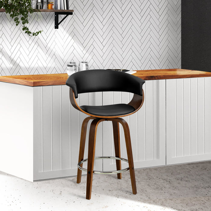 Ziara Industrial Retro High Back 93cm H Swivel Barstool - Black and Wood