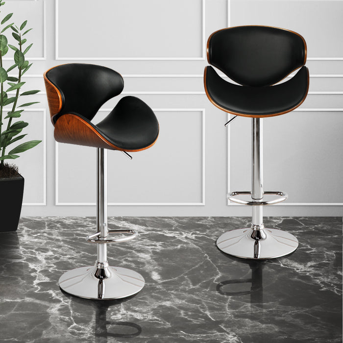 Carezzo Gas Lift Kitchen Bar Stool | Modern Premium Backrest Barstool in Black