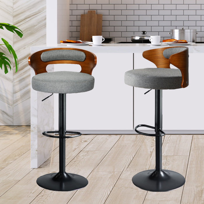 Milano Gas Lift Wooden Bar Stool | Kitchen Swivel Barstools in Grey
