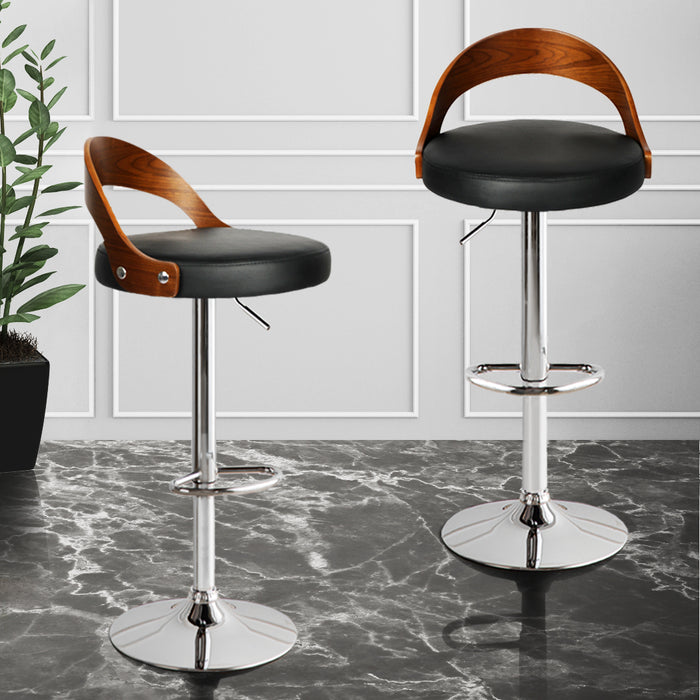 Marcie Gas Lift Wooden Beech Kitchen Bar Stool | Stool Metal Black Barstools