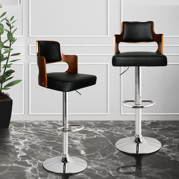 Garcia Gas Lift Wooden Beech Kitchen Bar Stool | Stool Metal Black Barstools
