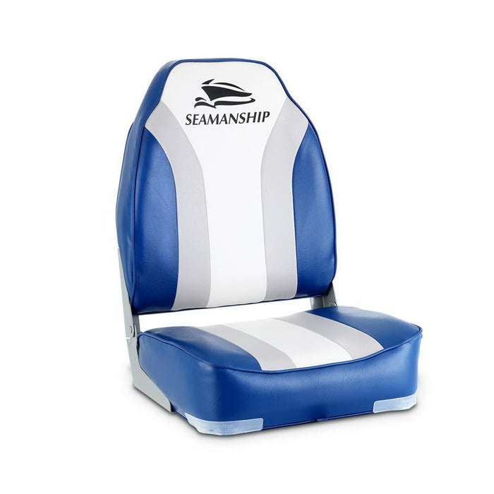 Set of Two Folding Boat Seats | All Weather Swivels Marine Seats Grey-Blue