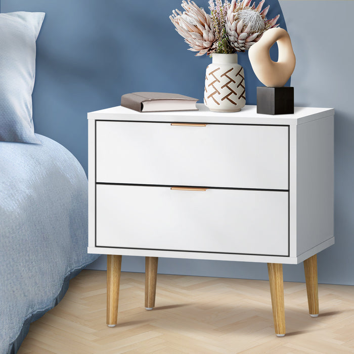 Milo Modern Bedside Table | Stylish Nightstand Cabinet by Oikiture in White