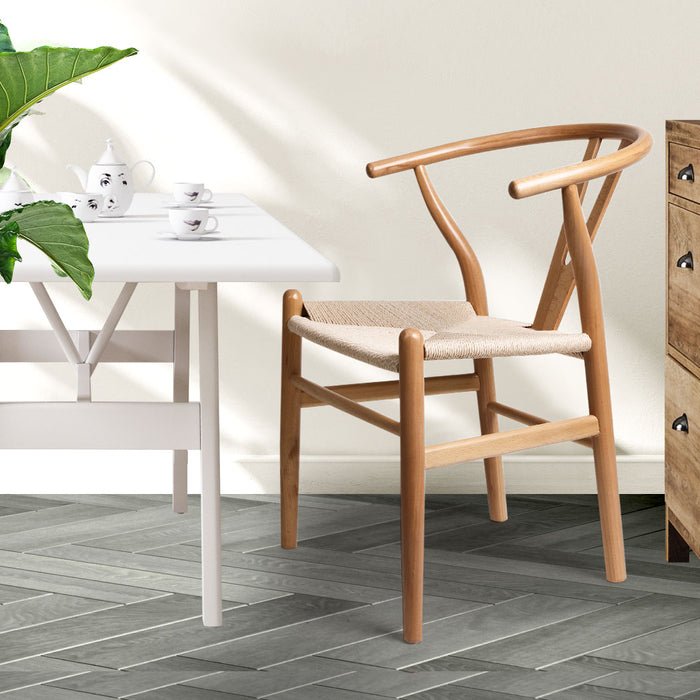 Set of 2 Dining Chairs | Clasiko Retro Kitchen Wood Dining Chair in Oak
