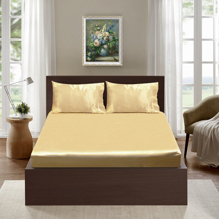 Ramesses Casablanca Ultra Soft Silky Satin FITTED Sheet Combo Set | Super smooth and soft | 3 Sizes - 8 Colours