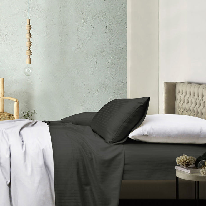 1000TC 100% Pure Cotton Cambridge Pin Stipe Sheet Set | 2 Sizes - 7 Colours