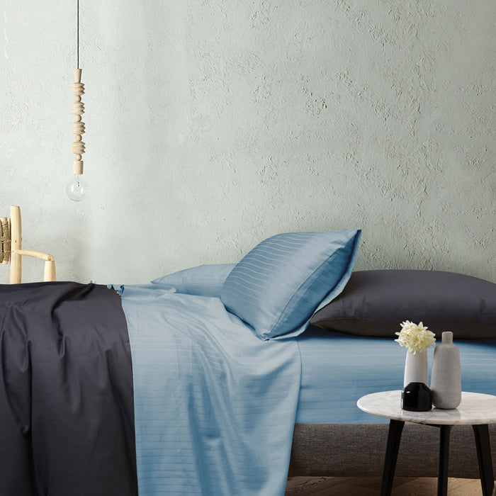 1000TC 100% Pure Cotton Cambridge Pin Stipe Sheet Set | 2 Sizes - 7 Colours
