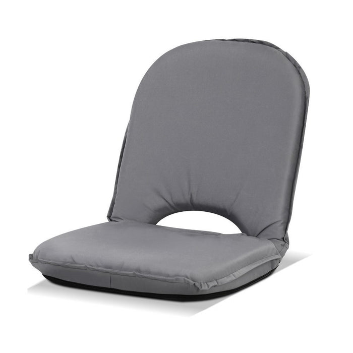 Outdoor Grey Folding Floor Chair | Camping Portable Recliner Beach Chair