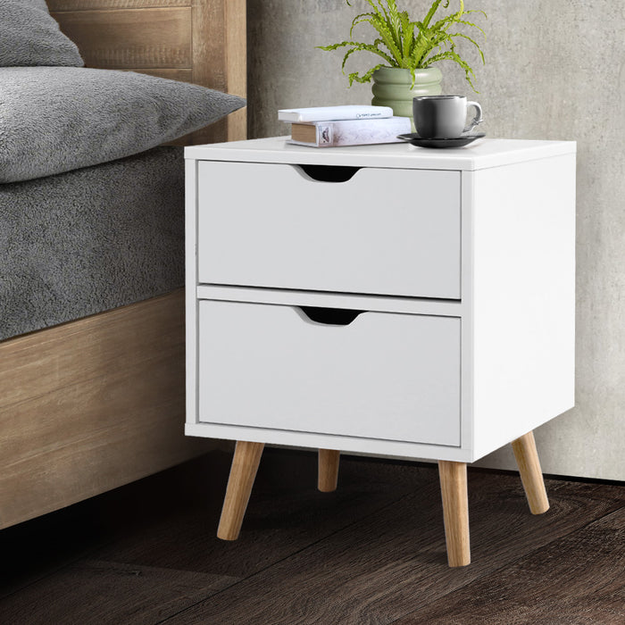 Nora B Scandi Wooden Bedside Table | Sleek Nightstand Drawer Lamp Table