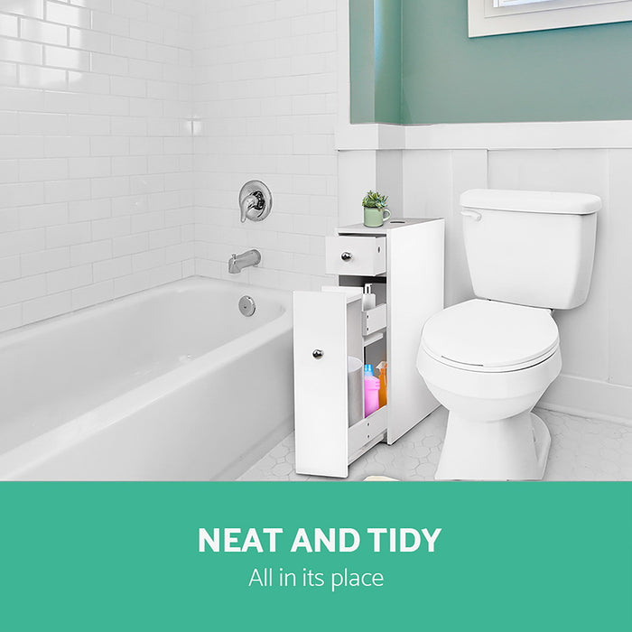Mila 58cm H Slimline Bathroom Storage Cabinet in White