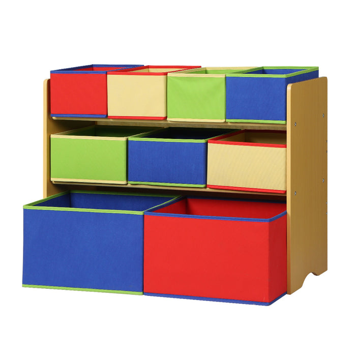Funzee Multi Shelf Storage Box Bin Organiser | 9 Bins Kids Toy Organiser Box | Childrens Bookshelf Storage Rack