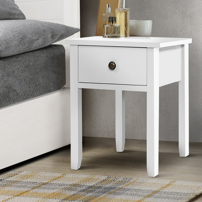 Simplico Ace Wooden Bedside Table in White | Slim Coffee Table Stand