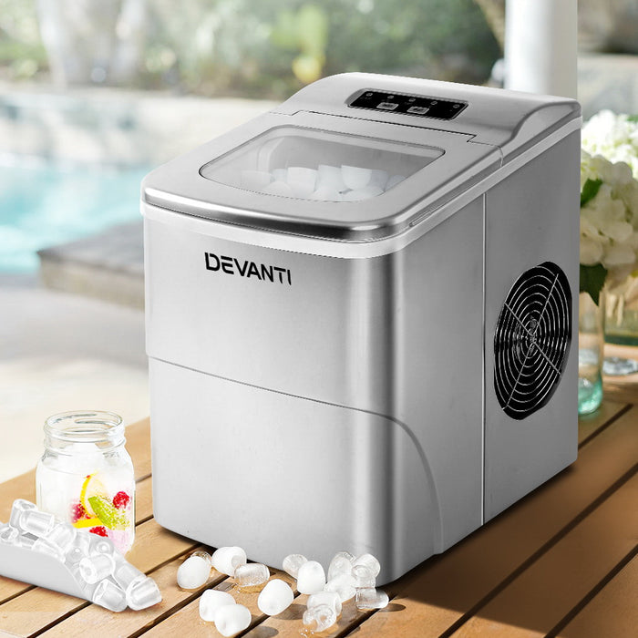 Portable Premium 2L Ice Maker Machine | Silver Countertop Ice Cube Making Machine