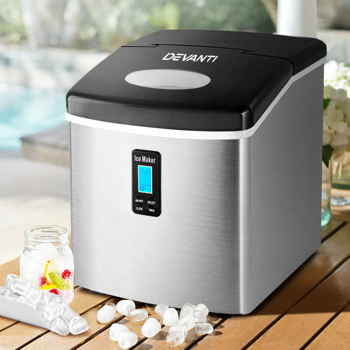 Ultra Delxure 3.2L Ice Maker Machine | Silver Countertop Ice cube Making Machine