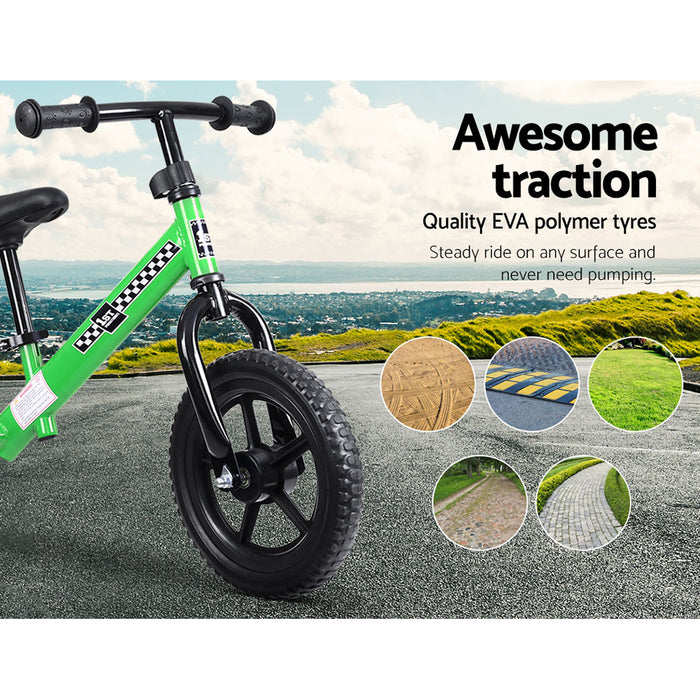 Funzee First Ride Kids Balance Bike | Toddler Learn To Ride Bike in Green