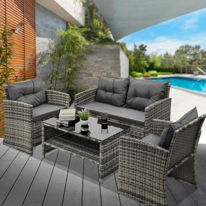 Premium Wicker 4pc Outdoor Furniture Set | High Grade Rattan Seating and Table Set by Livsip