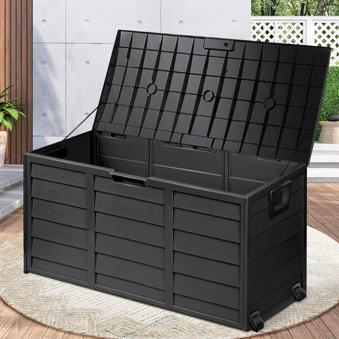 Forte 290L Weatherproof Outdoor Storage Box | Black Lockable Garden or Garage Storage Box by Livsip