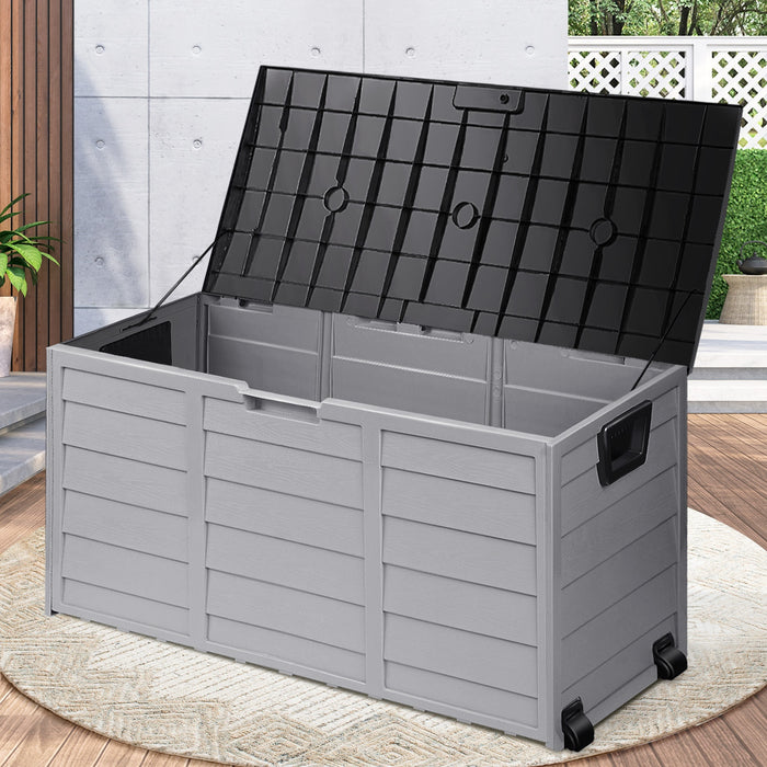 Forte 290L Weatherproof Outdoor Storage Box | Black Grey Lockable Garden or Garage Storage Box by Livsip