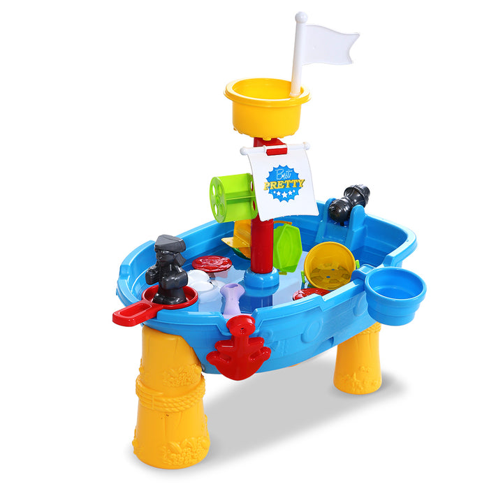 Funzee Kids Sand and Water Outdoor Table | Kids Pirate Ship Outdoor Play Set