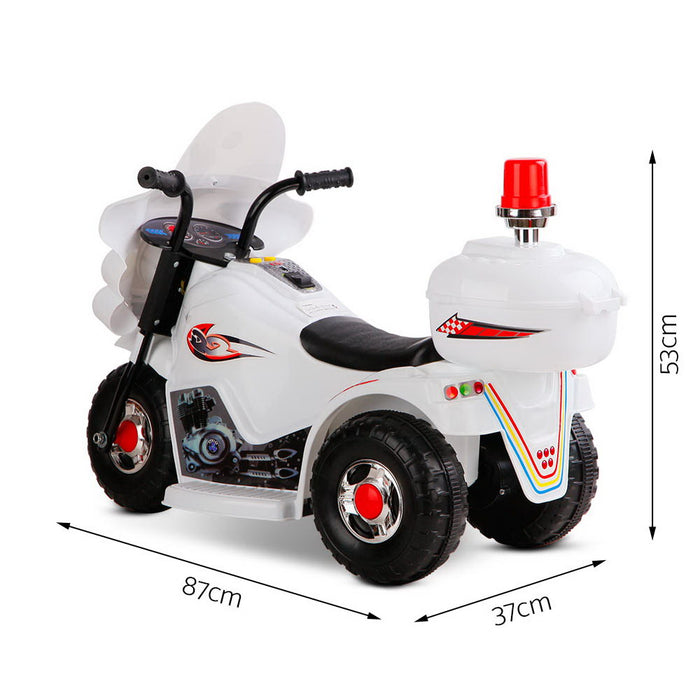 Funzee Kids Ride On Electric Motorbike with Lights | Kids Battery Operated Ride On Bike In White