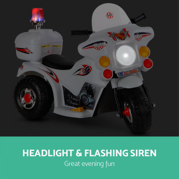Funzee Kids Ride On Electric Motorbike with Lights | Kids Battery Operated Ride On Bike In White