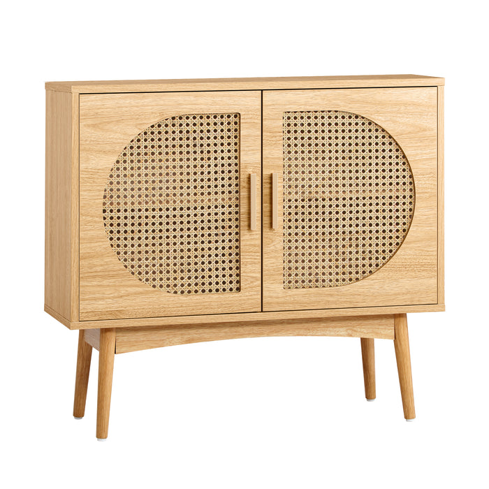 Marco Rattan Sideboard Cabinet Buffet | Wooden Storage Sideboard by Oikiture