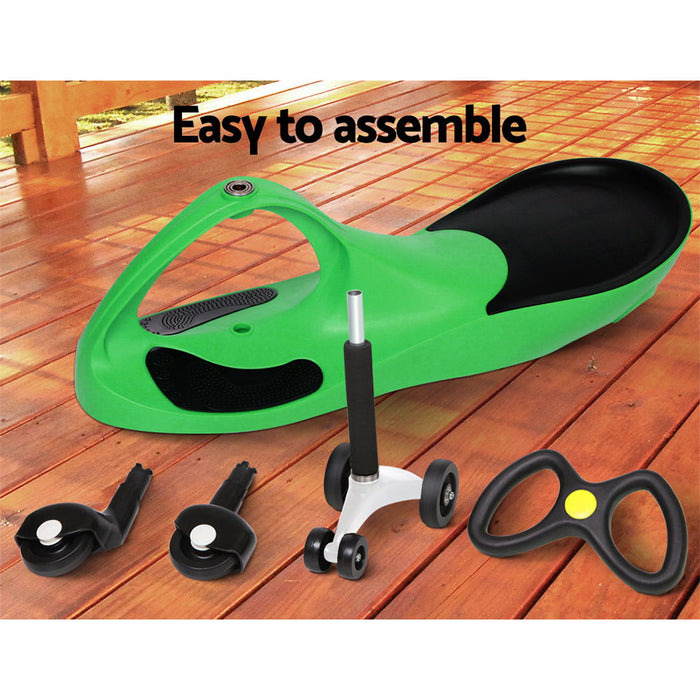 Funzee Kids Ride on Swing Car| Childrens Fun Wiggle Ride on Scooter Car in Green