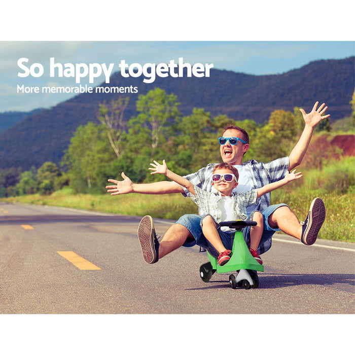 Funzee Kids Ride on Swing Car| Childrens Fun Wiggle Ride on Scooter Car in Green