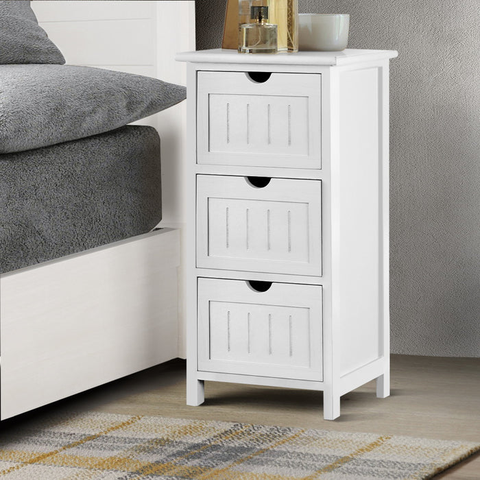 Mila Retro Wooden Bedside Tables in White