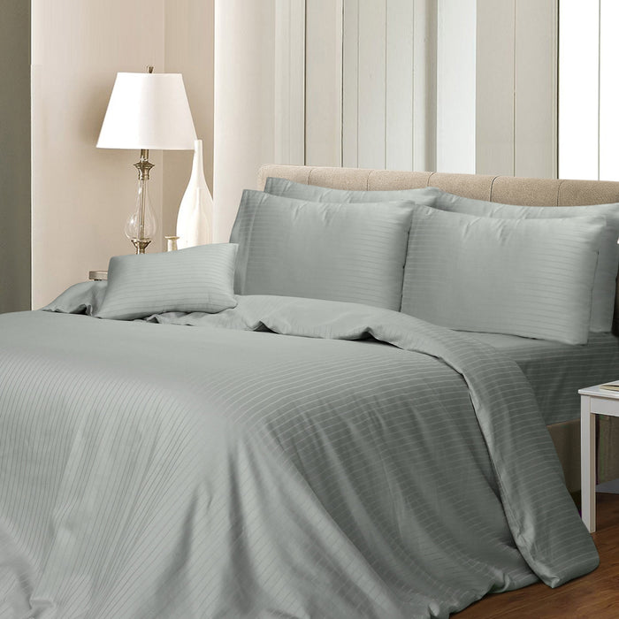 1000TC 6pc Pin Stripe Cotton Rich Sheet and Quilt Cover Set | 2 Sizes - 6 Colours