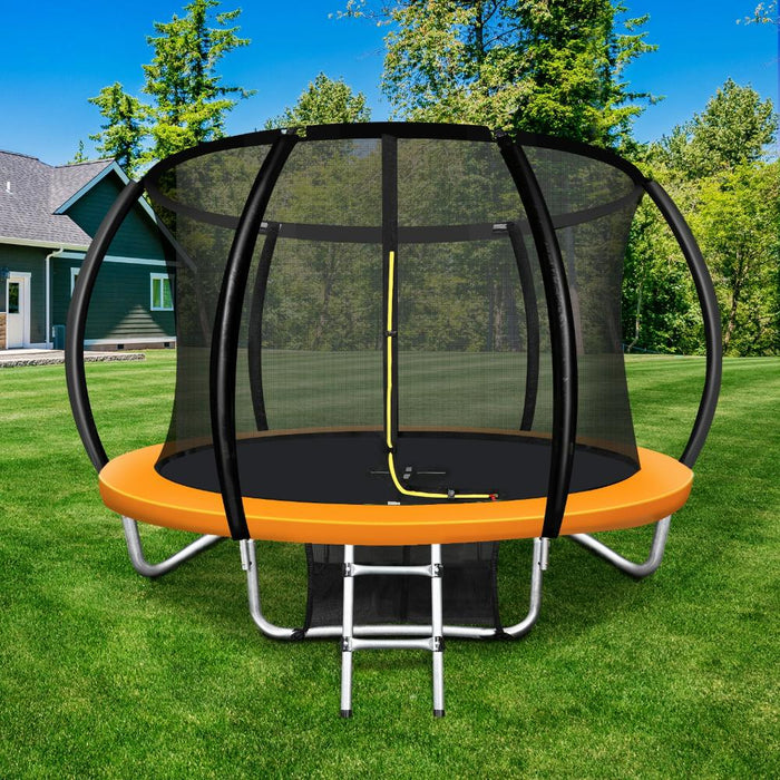 8FT/2.5m Premium Kids Trampoline | Orange Safe Fully Enclosed Outdoor Play Trampoline by Mazam