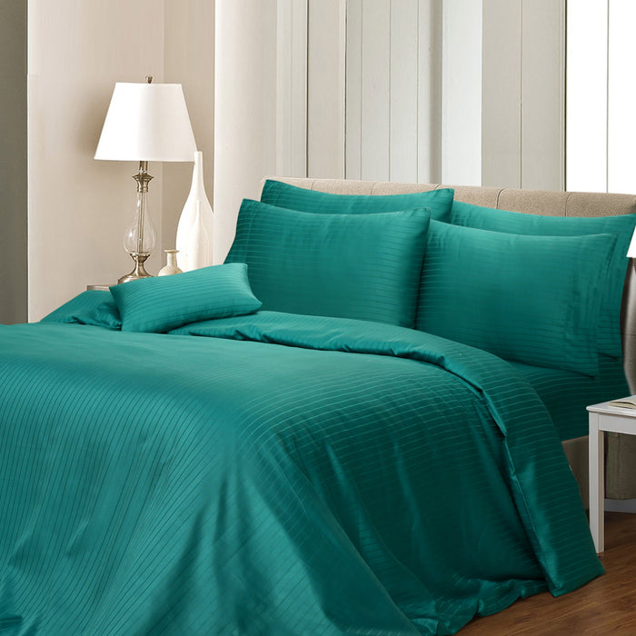 1000TC 6pc Pin Stripe Cotton Rich Sheet and Quilt Cover Set | 2 Sizes - 6 Colours