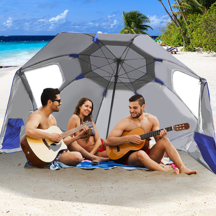 2.33M Large Beach Umbrella | UV Protected Beach Shelter and Beach Shade in Blue