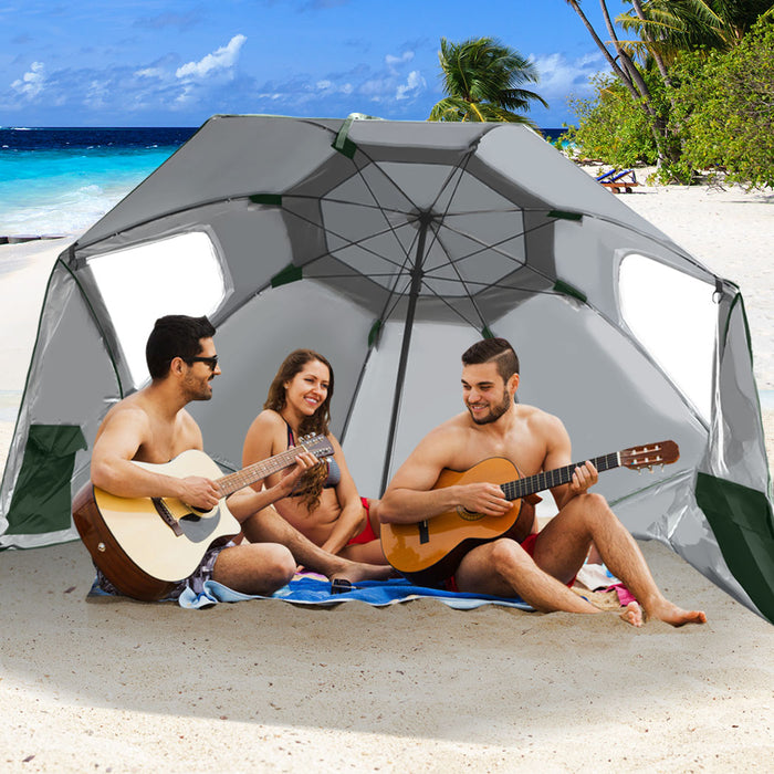 2.33M Large Beach Umbrella | UV Protected Beach Shelter and Beach Shade in Green