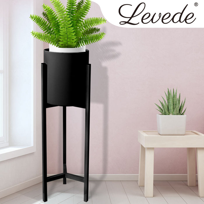 Natura Single 90cm Metal Plant Stand | Flower Pot Shelves and Stand in Black