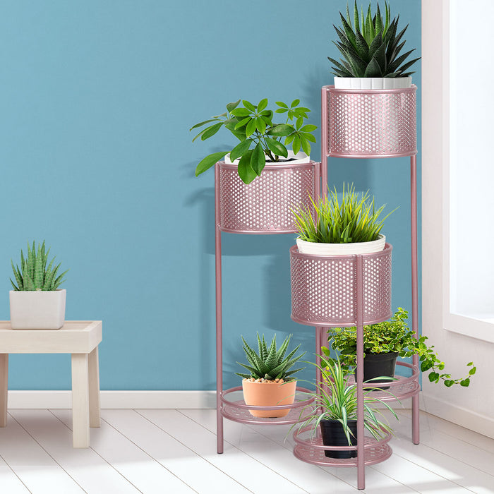 Natura II 6 Tier Metal Plant Stand | Flower Pot Shelves and Stand in Rose Gold