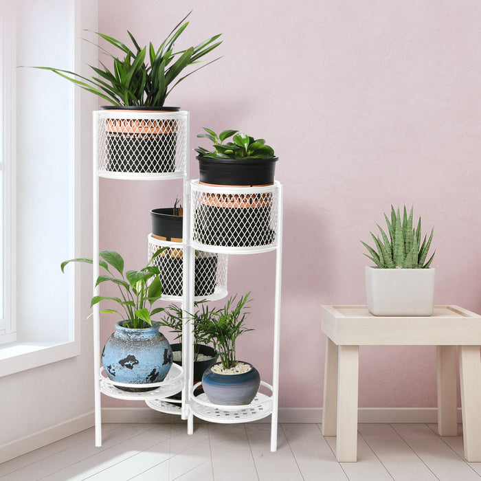 Natura 6 Tier Metal Plant Stand | Flower Pot Shelves and Stand in White