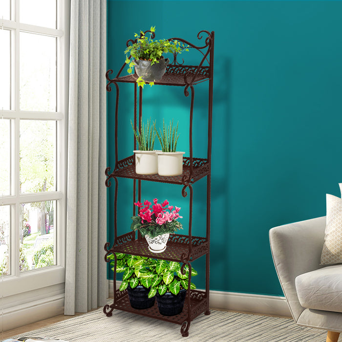 Natura 4 Tier Metal Plant Stand | Flower Pot Shelves and Stand in Bronze