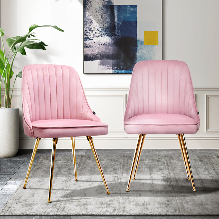 Set of Two Elegant Marco 80cm H Modern Velvet Dining Chair in Pink