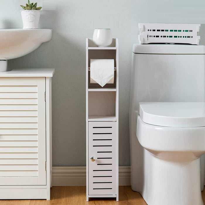 Sierra 76cm Wooden Bathroom Toilet Paper Roll Holder and Storage in White
