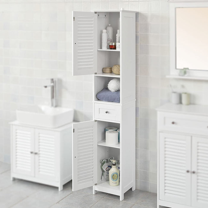 Mila 170cm H Francois Freestanding Bathroom Storage Cabinet in White