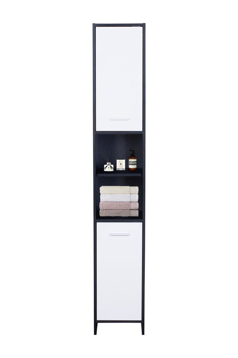 Sierra 185cm Slim Bathroom Tallboy Cabinet With Multiple Storage in BlackWhite