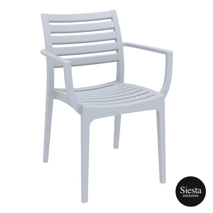 Premium High End Weather Resistant Stackable Artemis Armchair 83cm H - Silver Grey