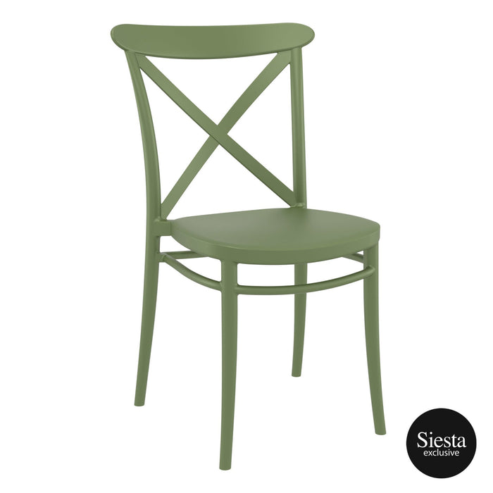 Premium High End Weather Resistant Cross Chair 87cm H - Olive Green