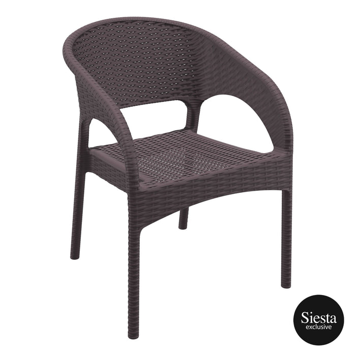 Premium High End Weather Resistant Panama Armchair 82cm H - Chocolate
