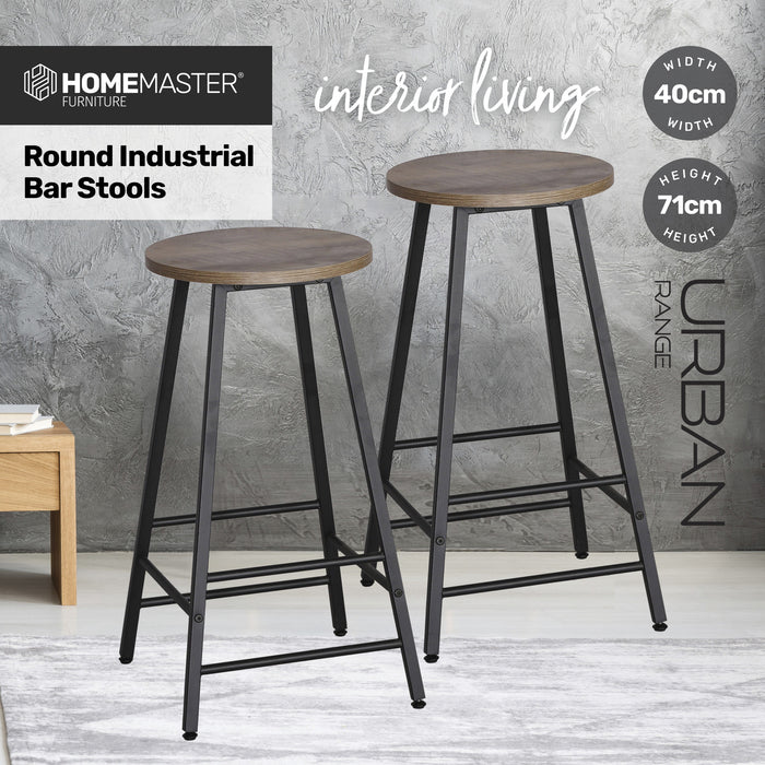 Set of Two Retro Neo Industrial Modern 71cm H Barstools